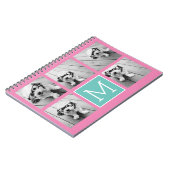 Monogram fotocollage - tot 5 foto's Roze Notitieboek (Linkerzijde)