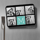 Monogram fotocollage - Tot 5 foto's zwart Magneet<br><div class="desc">U kunt vierkante of selfie foto's voor dit ontwerp gebruiken. Gebruik vijf vierkante foto's om een uniek en persoonlijk cadeau te creëer. Of je kunt de hipster puppy houden en een trendy keepslag maken. Als u de afbeeldingen moet aanpassen,  klik op het aanpassingshulpmiddel om veranderingen aan te brengen.</div>