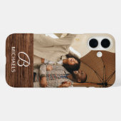 Monogram Fotohout Grain Timber Persoonlijke naam Case-Mate iPhone Case (Achterkant (horizontaal))