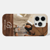 Monogram Fotohout Grain Timber Persoonlijke naam Case-Mate iPhone Case (Achterkant (horizontaal))