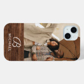 Monogram Fotohout Grain Timber Persoonlijke naam Case-Mate iPhone Case (Achterkant (horizontaal))