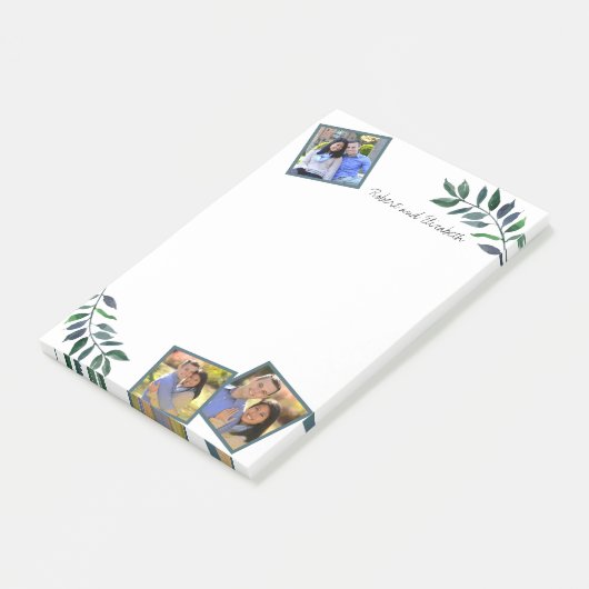 Monogram Foto's Elegant Leaves Greenery Post-it® Notes (Schuin)