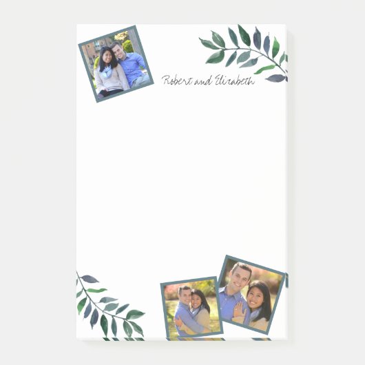 Monogram Foto's Elegant Leaves Greenery Post-it® Notes (Voorkant)
