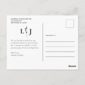 Monogram Fotoscript Bruiloft Dank u Briefkaart (Achterkant)