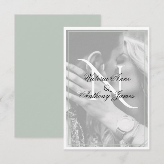 Monogram Fotoscript bruiloft Hartelijk dank Bedankkaart (Voorkant / Achterkant)