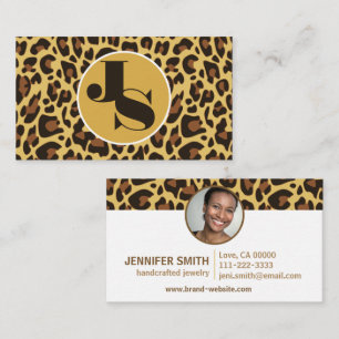 Monogram Fotosjabloon Leopard Print Rockabilly Visitekaartje