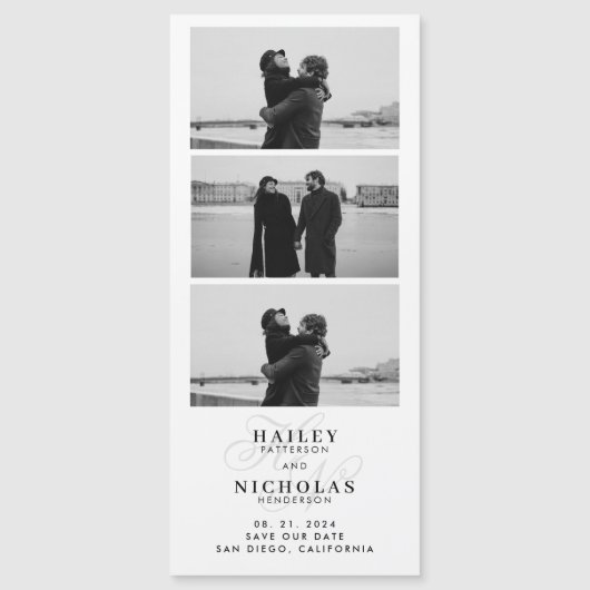 Monogram Fotostrip Magnetische bruiloft (Voorkant)