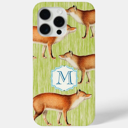 Monogram Fox Art Limoen Houten Patroon iPhone Case-Mate iPhone Case (Achterkant)