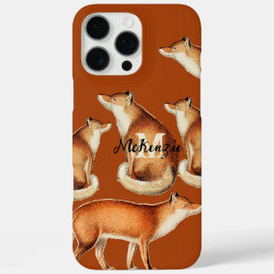 Monogram  Fox Art Limoen Houten Patroon iPhone 16 Pro Max Hoesje