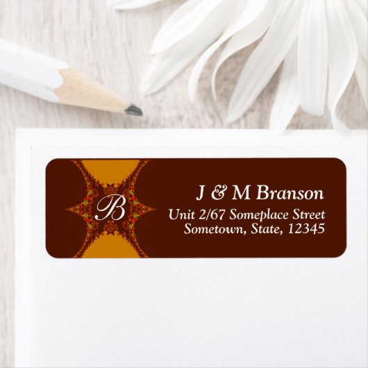 Monogram Fractal Art Lace Address Label (Insitu)