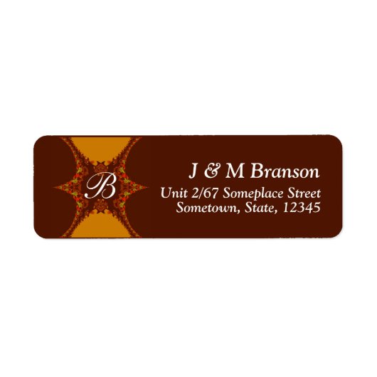 Monogram Fractal Art Lace Address Label (Voorkant)