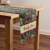 Monogram frambozenpatroon korte tafelloper (Voorbeeld)