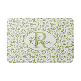 Monogram Frans landelijk olijfblad groen chic Badmat
