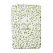 Monogram Frans landelijk olijfblad groen chic Badmat (Voorkant Verticaal)