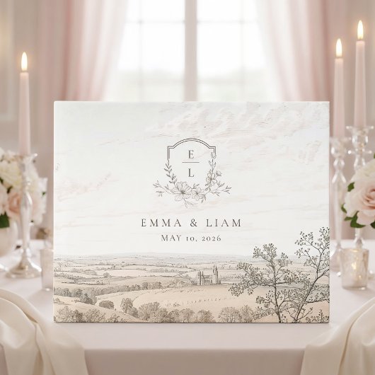 Monogram French Country Wedding Personalized Gastenboek