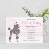 Monogram French Poodle Birthday Uitnodiging (Staand voorkant)