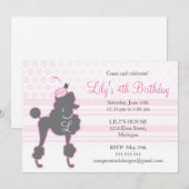 Monogram French Poodle Birthday Uitnodiging (Voorkant / Achterkant)