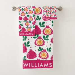 Monogram Fruit Elegant Stylish Bath Towel Set Bad Handdoek