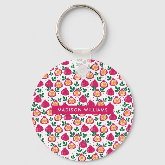 Monogram Fruit Moderne Minimalistische Sleutelhang Sleutelhanger (Voorkant)