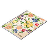 Monogram fruit pattern Pretty Brown Orange  Notitieboek (Linkerzijde)