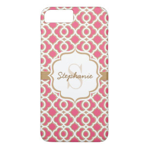 Monogram Fuchsia en Gold Quatrefoil Case-Mate iPhone Case