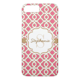 Monogram Fuchsia en Gold Quatrefoil Case-Mate iPhone Case