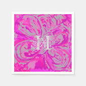 Monogram Fuchsia Pink Cocktail Paper Napkins Servetten (Voorkant)