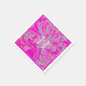 Monogram Fuchsia Pink Cocktail Paper Napkins Servetten (Hoek)