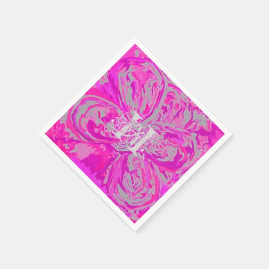 Monogram Fuchsia Pink Cocktail Paper Napkins Servetten (Hoek)