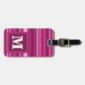 Monogram fuchsia strepen bagagelabel (Voorkant horizontaal)