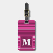 Monogram fuchsia strepen bagagelabel (Voorkant verticaal)