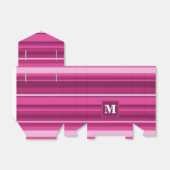 Monogram fuchsia strepen bedankdoosjes (Uitgevouwen)