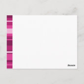 Monogram fuchsia strepen briefkaart (Achterkant)