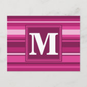 Monogram fuchsia strepen briefkaart (Voorkant)