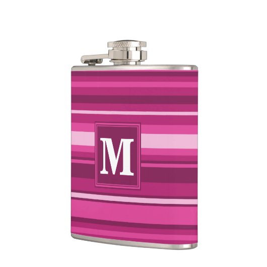 Monogram fuchsia strepen heupfles (Links)