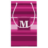 Monogram fuchsia strepen klein cadeauzakje (Achterkant)