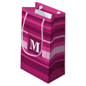 Monogram fuchsia strepen klein cadeauzakje (Achterkant Gekanteld)