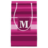 Monogram fuchsia strepen klein cadeauzakje (Voorkant)