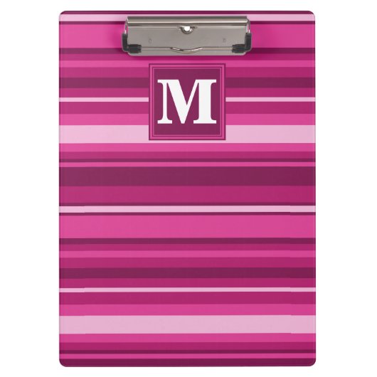 Monogram fuchsia strepen klembord (Voorkant)