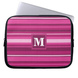Monogram fuchsia strepen laptop sleeve