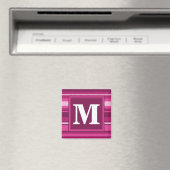 Monogram fuchsia strepen magneet (Insitu (Vaatwasser))