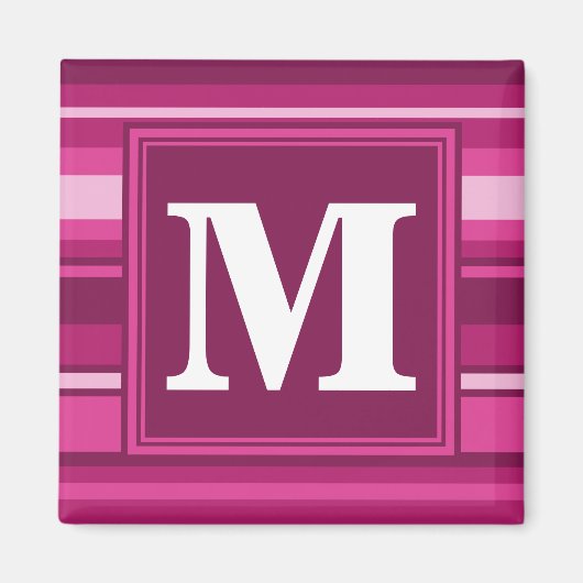 Monogram fuchsia strepen magneet (Voorkant)