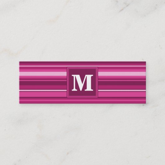 Monogram fuchsia strepen mini visitekaartje (Voorkant)