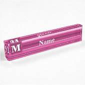 Monogram fuchsia strepen naambordje