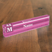 Monogram fuchsia strepen naambordje (Zijkant)