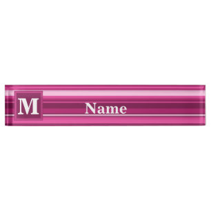 Monogram fuchsia strepen naambordje