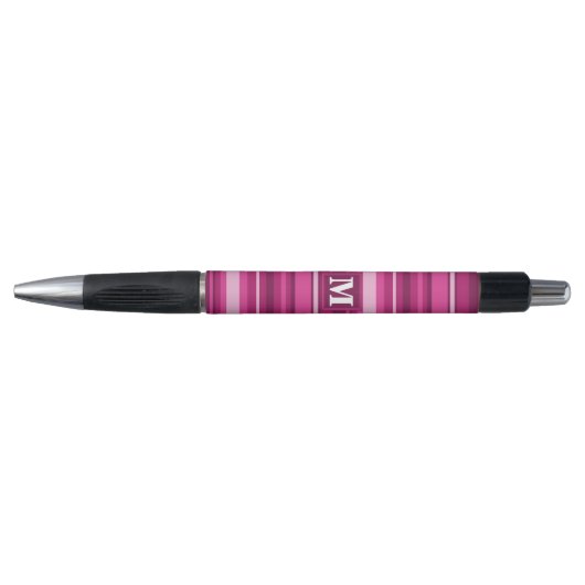 Monogram fuchsia strepen pen (Voorkant)