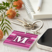 Monogram fuchsia strepen sleutelhanger (Voorkant Rechts)