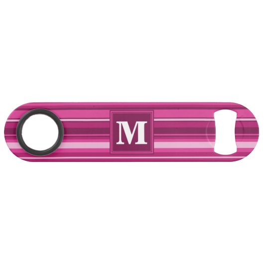 Monogram fuchsia strepen speed flessenopener (Voorkant (Horizontaal))
