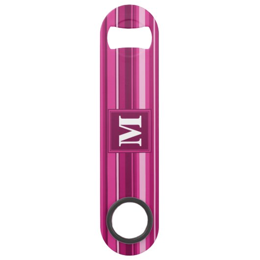 Monogram fuchsia strepen speed flessenopener (Voorkant)
